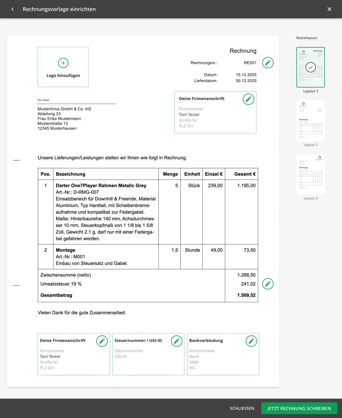 FTU Guide – Wizard Rechnungsvorlage